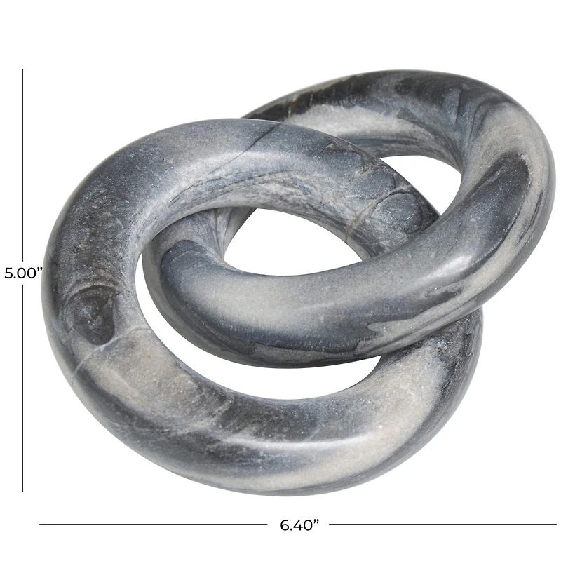 6" Black Marble Geometric Link Chain Sculpture