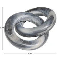 6" Black Marble Geometric Link Chain Sculpture