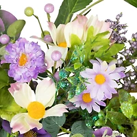 24" Purple Daisy & Mixed Foliage Floral Spring Wreath