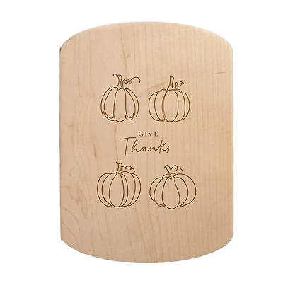 Give Thanks Pumpkins 11" x 8" Maple Oval Cutting Board