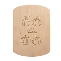 Give Thanks Pumpkins 11" x 8" Maple Oval Cutting Board