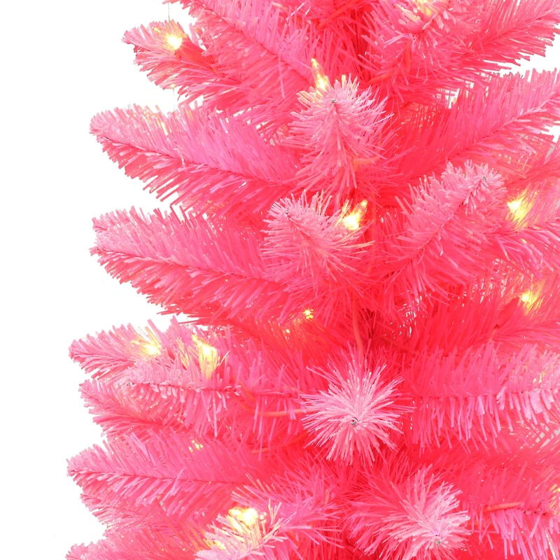 4ft. Pre-Lit Pink Artificial Tree in Burlap Sac, Clear Lights