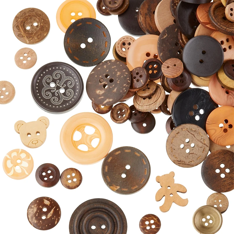 Wooden & Coconut Buttons By Loops & Threads®