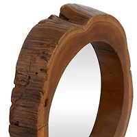 13" Brown Teak Wood Rustic Wall Mirror, 4ct.