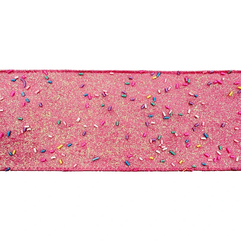 3.5" x 15ft. Pink Sugar Sprinkles Wired Ribbon by Celebrate It®