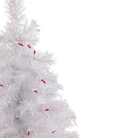 2ft. Pre-Lit White Rockport Pine Artificial Christmas Tree, Pink Lights