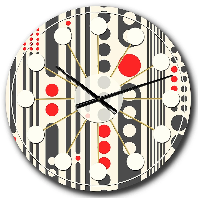 Designart 'Retro Geometrical Abstract Minimal Pattern Ii Mid-Century Modern Wall Clock