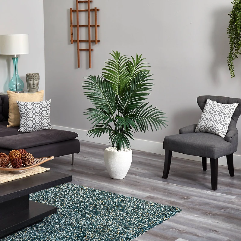 4.5ft. Kentia Palm Tree in White Oval Planter