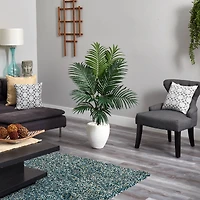 4.5ft. Kentia Palm Tree in White Oval Planter