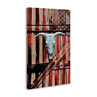 Stupell Industries Patriotic Cow Skull Canvas Wall Art
