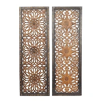 Set of 2 Brown Wood Traditional Wall Decor, 48" x 16"