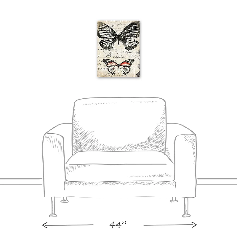 Double Butterfly 12" x 16" Canvas Wall Art