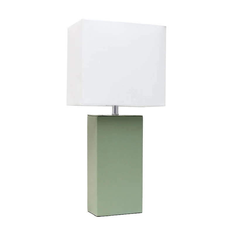 Lalia Home Lexington 21" Sage Green Leather Base Table Lamp