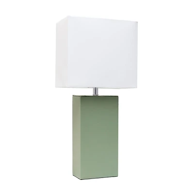 Lalia Home Lexington 21" Sage Green Leather Base Table Lamp