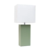Lalia Home Lexington 21" Sage Green Leather Base Table Lamp