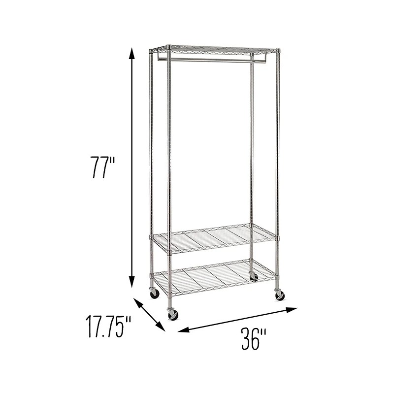 Honey Can Do Chrome 3-Shelf Deluxe Rolling Garment Rack