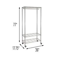 Honey Can Do Chrome 3-Shelf Deluxe Rolling Garment Rack