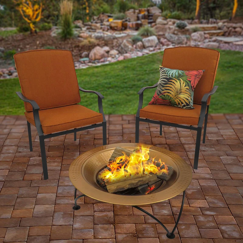 33" Hammered Copper Fire Pit with Stand & Screen