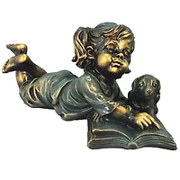 Santa's Workshop 15" Girl & Pup Reading Statue