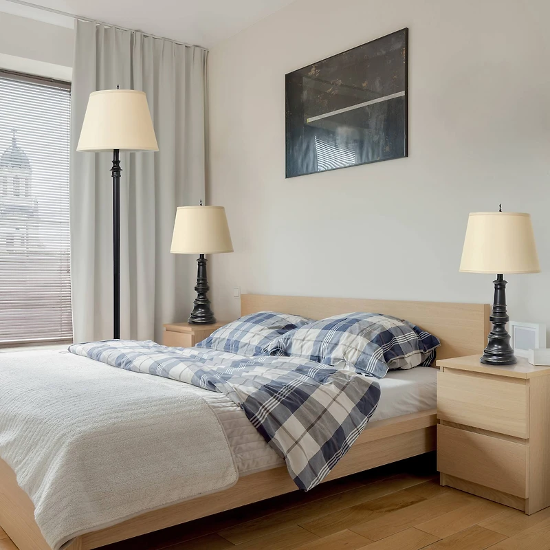 Lalia Home Restoration Bronze Table and Floor Lamp Set