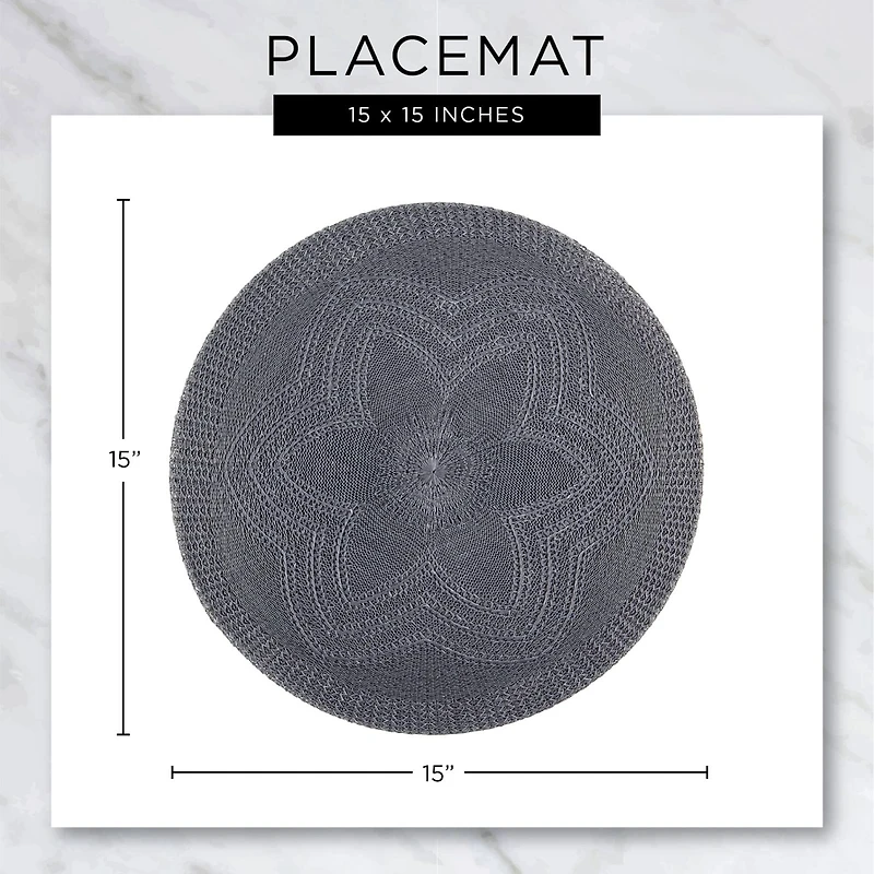 DII® 15" Round Natural Fringe Woven Placemat Set, 6ct.