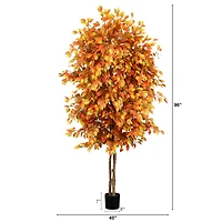 8ft. Potted Artificial Autumn Ficus Tree