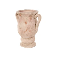 17" Pink Ceramic Antique Style Distressed Decorative Vase