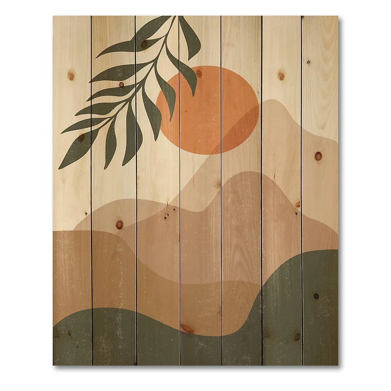 Designart - Abstract Red Moon In Earth Toned Mountains I