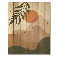 Designart - Abstract Red Moon In Earth Toned Mountains I