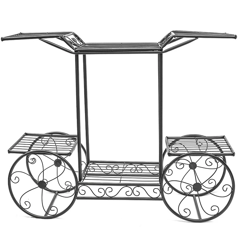 Sorbus 25.5" Black Cart Stand Pot Plant Holder