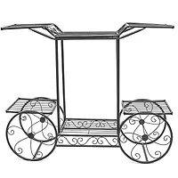 Sorbus 25.5" Black Cart Stand Pot Plant Holder