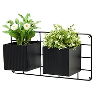 Glitzhome® Black Metal Vertical Wall Planter Stands Set