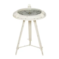 27" White Iron Coastal Accent Table