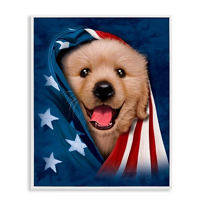 Stupell Industries Puppy & American Flag Framed Giclee Art