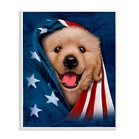 Stupell Industries Puppy & American Flag Framed Giclee Art