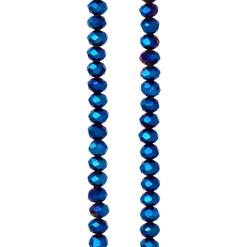 Sapphire Faceted Glass Rondel Beads, 4mm by Bead Landing™