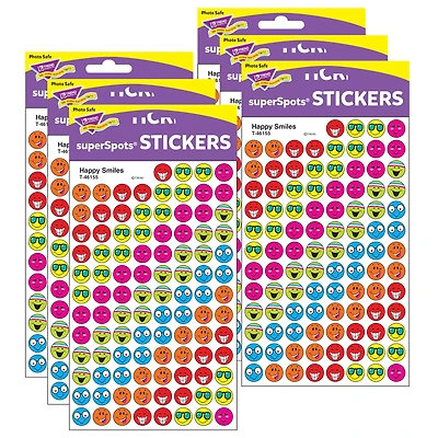 Trend Enterprises® superSpots® Happy Smiles Stickers, 6 Packs of 800ct.