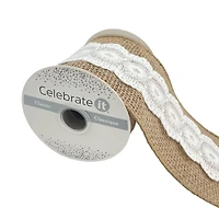 3.5'' x 2 yd. Lace Burlap Ribbon by Celebrate It®