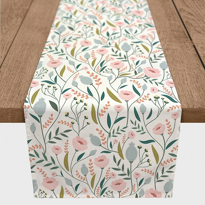Pastel Floral Outdoor Table Runner