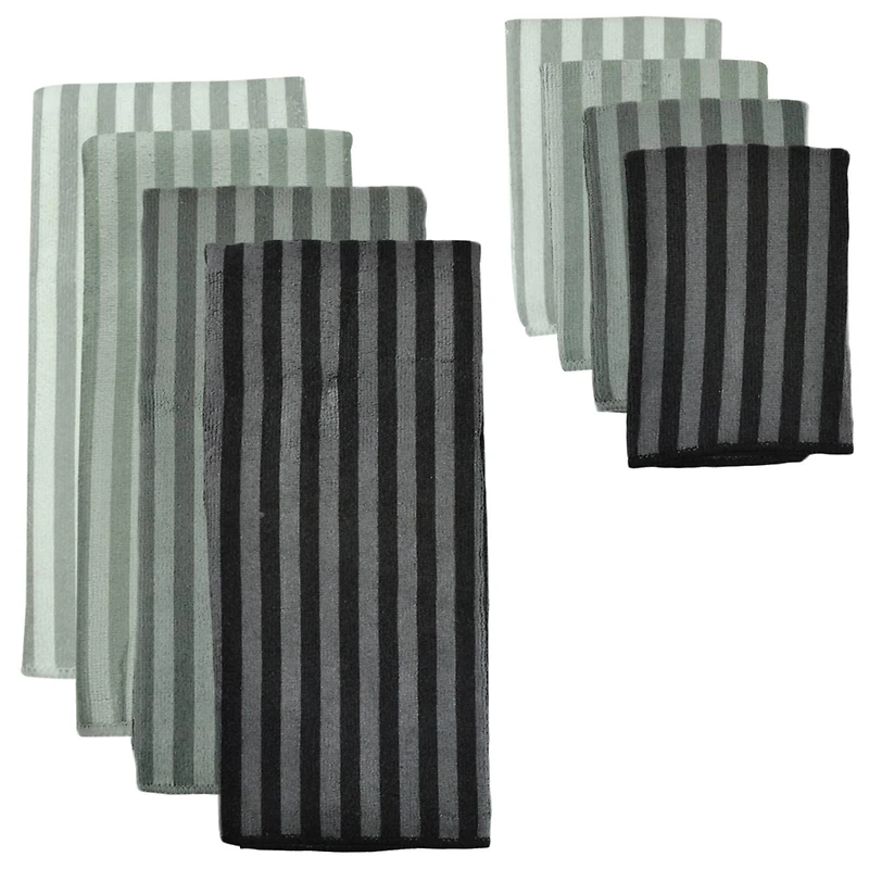 DII® Gray Striped Microfiber Towel Set