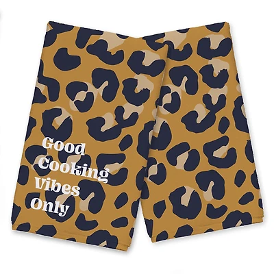 Good Cooking Vibes Only Leopard Tea Towel Set