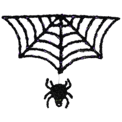 Lighted Spider and Web Halloween Decoration - 36" - Black - Purple LED Lights