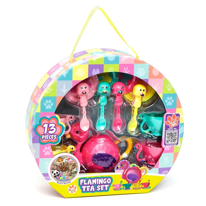 Zoo Troop Flamingo Teapot Animal Themed Tea Party Gift Set