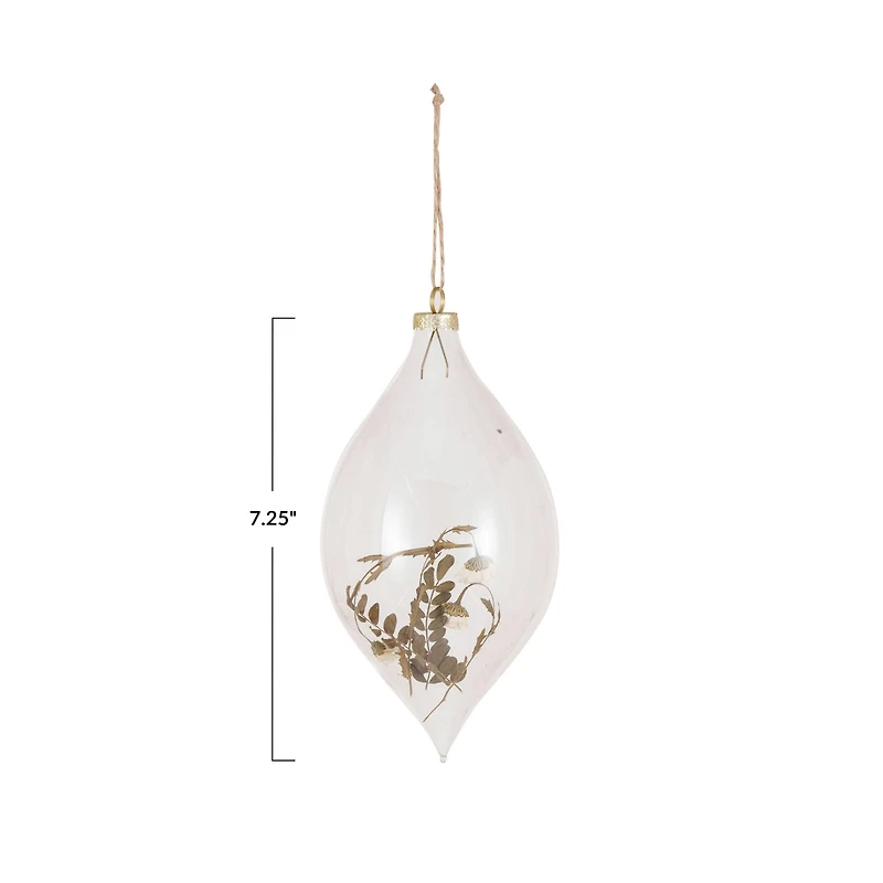 Hello Honey® 7.5" Clear Glass Finial Ornament with Dried Botanicals