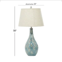 32" Turquoise Ceramic Coastal Table Lamp, 2ct.