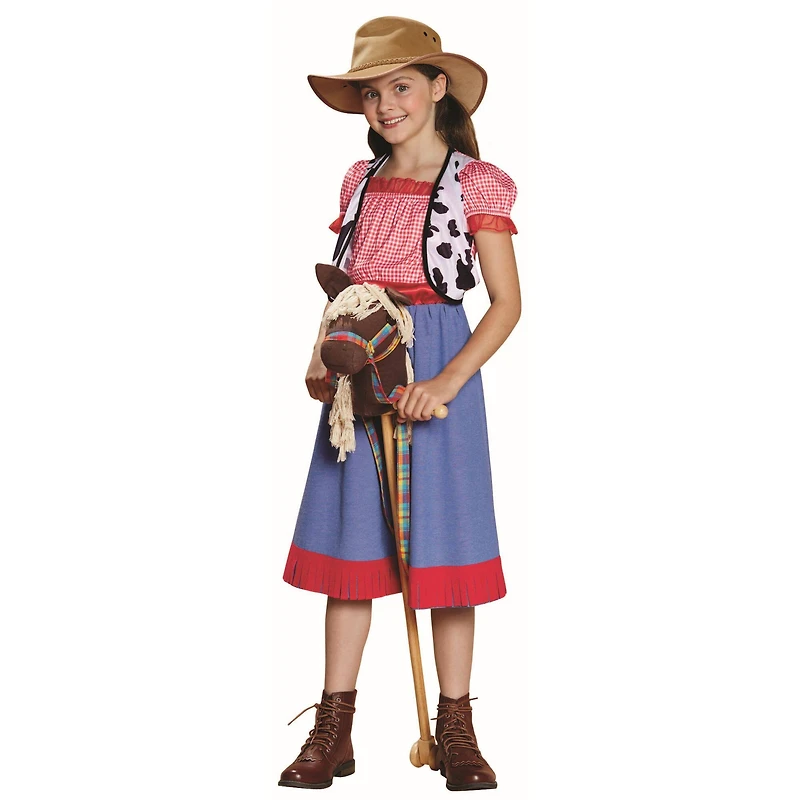 Large Red & Blue Checkered Cowgirl Child Costume
