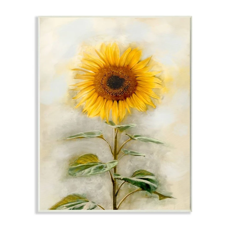 Stupell Industries Sunflower Summer Bloom with Stalk Wood Wall Plaque