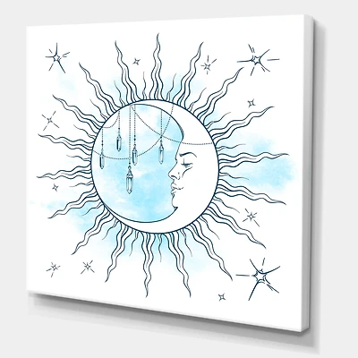 Designart - Blue Crescent Moon With Moonstone Pendants & Stars