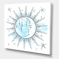 Designart - Blue Crescent Moon With Moonstone Pendants & Stars