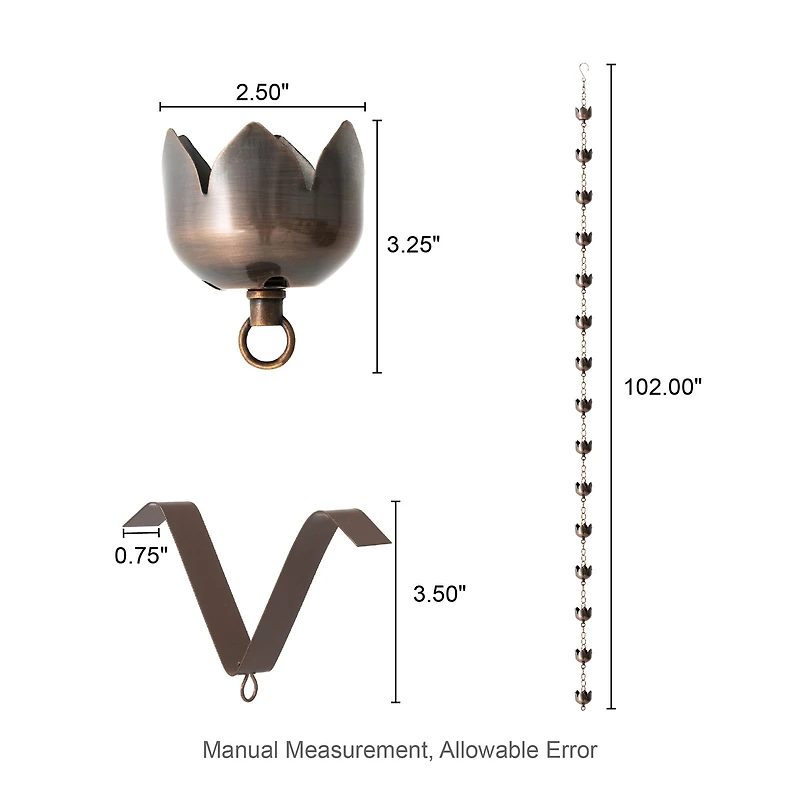 Glitzhome® 8.5ft. Faux Copper Lotus Shaped Rain Chain